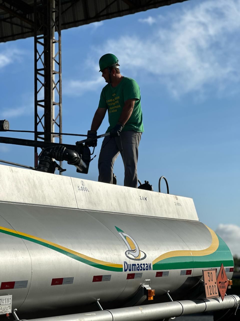 Operador DUMASZAK em caminhão tanque